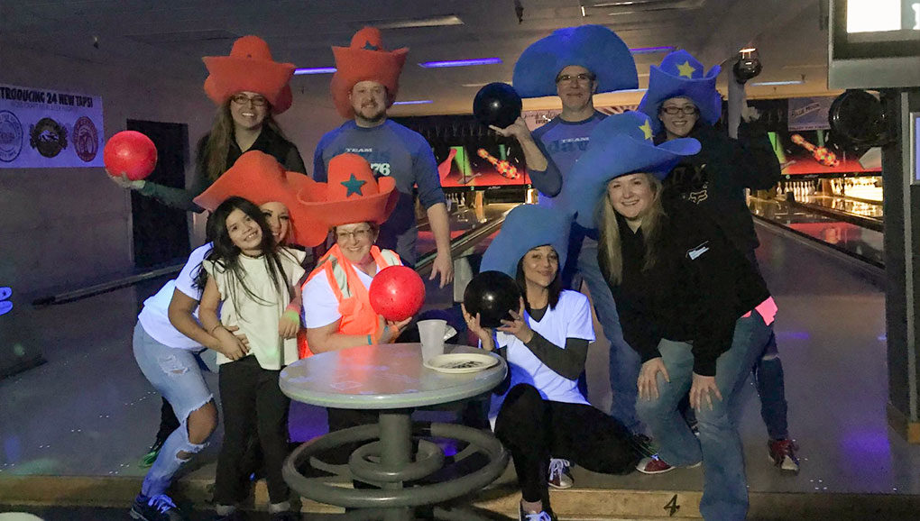 group at bowling center